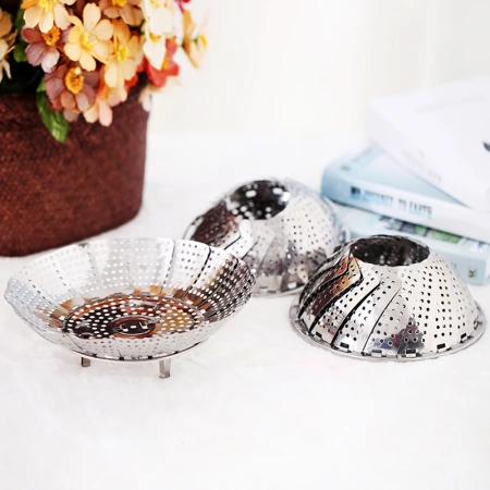 Household kitchen stainless steel three-legged steamer tray, extendable and foldable steamer tray, steaming rack, multi-functional fruit plate Household kitchen stainless steel three-legged steamer tray, extendable and foldable steamer tray, steaming rack, multi-functional fruit plate